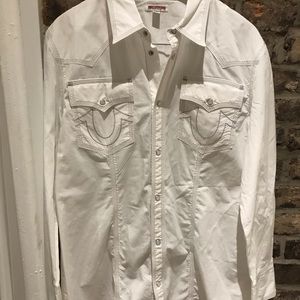 Men’s White Long Sleeve Button Up